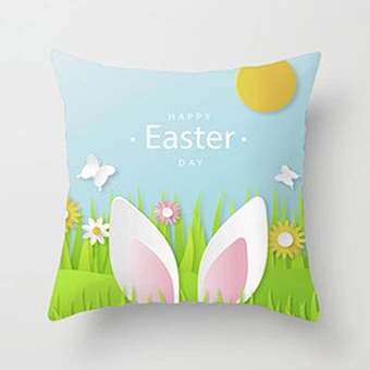 Home Party Sofa Rabbit Bunny Egg Cover 45*45cm 18*18inch Sublimation Cushion Custom Pocket Pillow Case Happy Easter Decoration