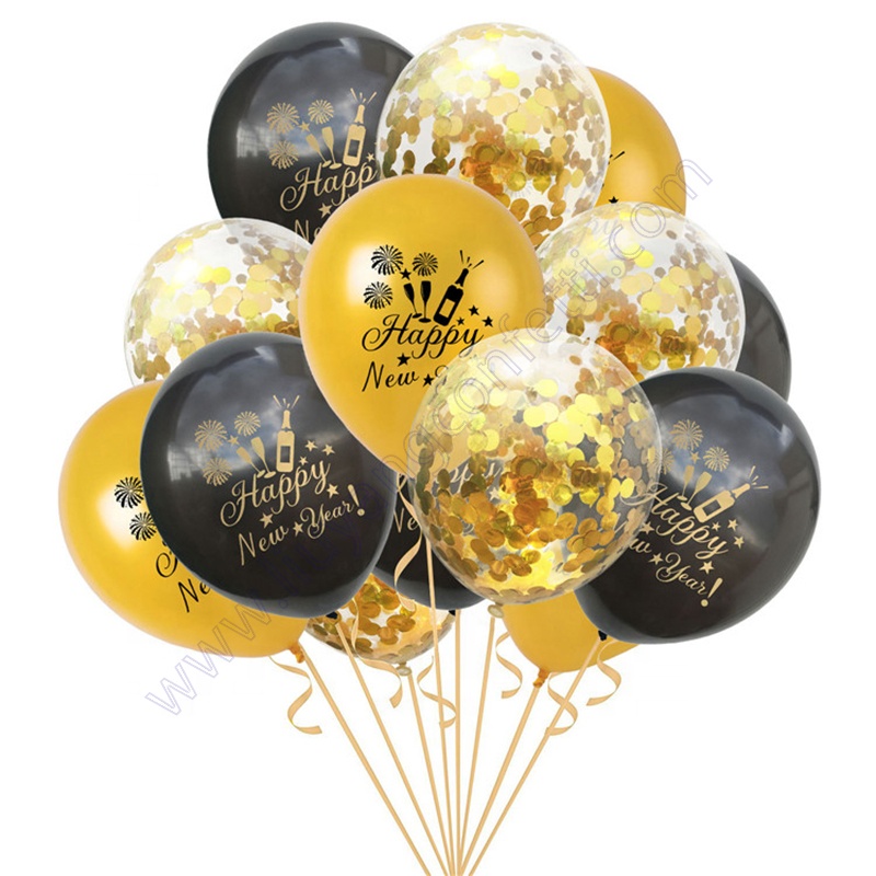 Photo Booth Frame Props Gold Black Eve Party Supplies Decoration Kids Toy Wedding Air Globos 2021 Happy New Year Latex Balloon