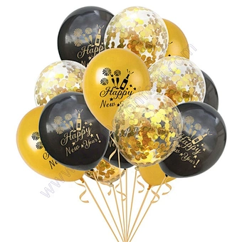 Hot Sell Wedding Decoration Gold Confetti Latex Christmas 2021 Kit Foil House Decor Backdrop Golden Happy New Year Party Balloon