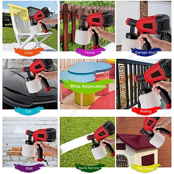 High Power Hvlp Spray Gun With 5 Copper Nozzles 3 Patterns Easy To Clean Paint Sprayer For Furniture Fence Car Bicycle Chair