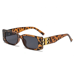 Unisex Women Luxury Brand Designer Fashion Small Square Frame 2023 Retro Champagne Ladies Personality B Letter Sunglasses