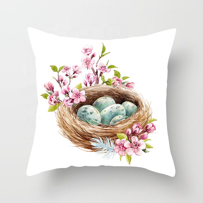Home Party Sofa Rabbit Bunny Egg Cover 45*45cm 18*18inch Sublimation Cushion Custom Pocket Pillow Case Happy Easter Decoration