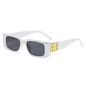 Unisex Women Luxury Brand Designer Fashion Small Square Frame 2023 Retro Champagne Ladies Personality B Letter Sunglasses
