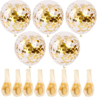 China Factory Direct Sale Hot Sale Wedding Decoration 12 Inch Transparent Gold Color Sequin Colorful Latex Confetti Balloon