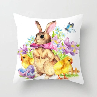 Home Party Sofa Rabbit Bunny Egg Cover 45*45cm 18*18inch Sublimation Cushion Custom Pocket Pillow Case Happy Easter Decoration
