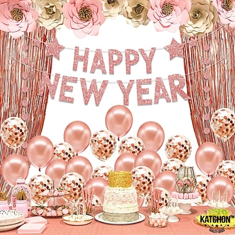 Black Gold Party Backdrop Supplies Confetti Pom Poms FlBalloon Rose Gold Decoraower Ball Decorating 2023 HAPPY NEW YEAR Balloons
