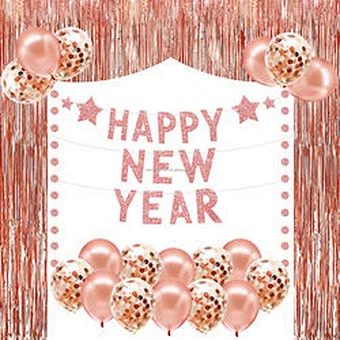 Black Gold Party Backdrop Supplies Confetti Pom Poms FlBalloon Rose Gold Decoraower Ball Decorating 2023 HAPPY NEW YEAR Balloons