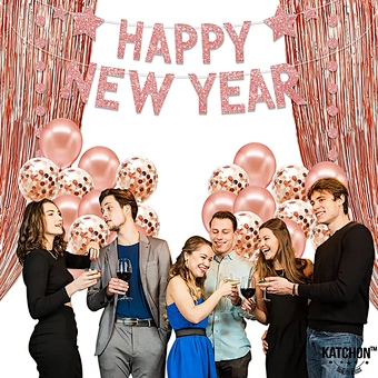 Black Gold Party Backdrop Supplies Confetti Pom Poms FlBalloon Rose Gold Decoraower Ball Decorating 2023 HAPPY NEW YEAR Balloons