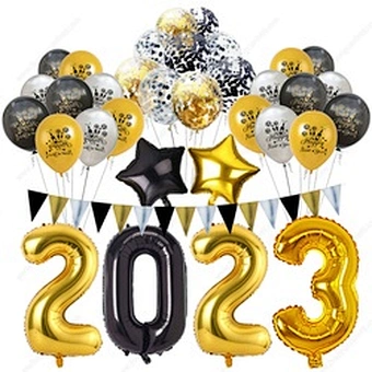 Photo Prop Gift Supplies Eve Banner Set Kit Decoration Latex Foil House Decor Backdrop Golden 2023 Happy New Year Party Balloon