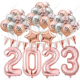 Photo Prop Gift Supplies Eve Banner Set Kit Decoration Latex Foil House Decor Backdrop Golden 2023 Happy New Year Party Balloon