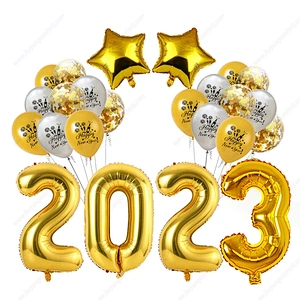 Number Ballon Home Party Decoration Black Gold Silver Rose Set Kit 2023 Happy Banner Prop Festival Supplies Balloon For New Year