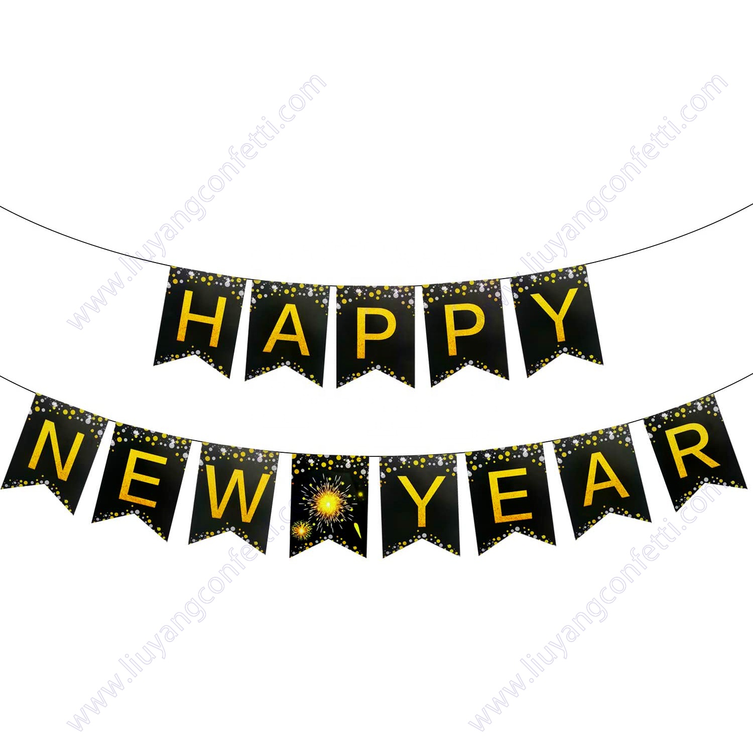 No Diy Required Years Eve Party Supplies 2023 Hanging Garland Sign Black Gold Decor Home Happy New Year Banner Decorations