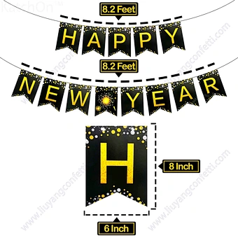 No Diy Required Years Eve Party Supplies 2023 Hanging Garland Sign Black Gold Decor Home Happy New Year Banner Decorations