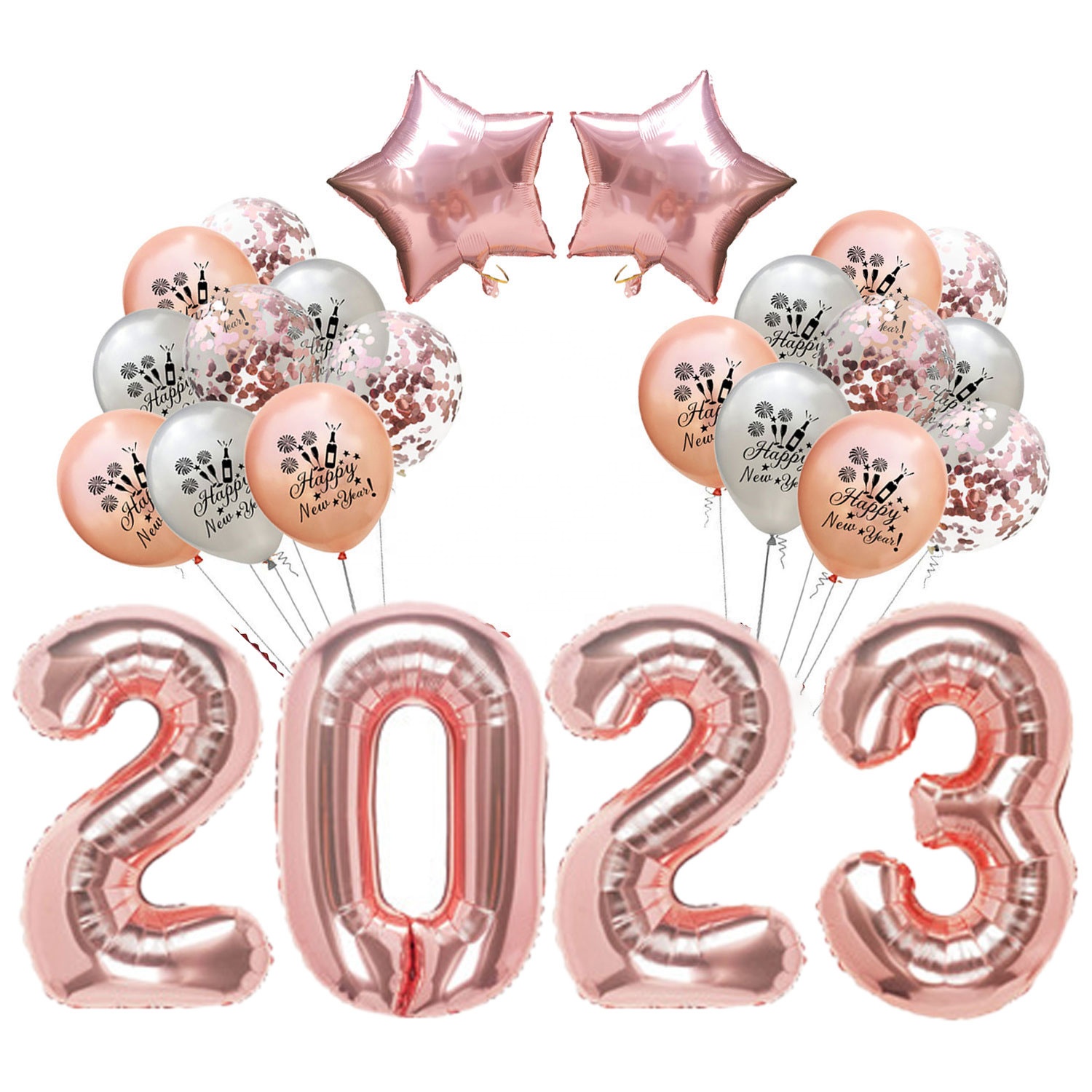 Photo Prop Gift Supplies Eve Banner Set Kit Decoration Latex Foil House Decor Backdrop Golden 2023 Happy New Year Party Balloon