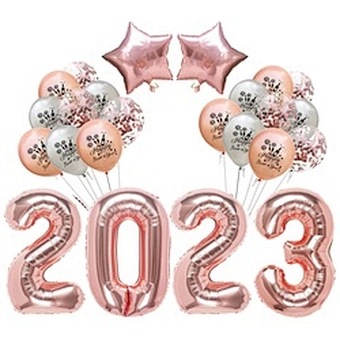 Photo Prop Gift Supplies Eve Banner Set Kit Decoration Latex Foil House Decor Backdrop Golden 2023 Happy New Year Party Balloon
