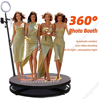 Backdrop Camera Degree Props Spin Glass Ring Light Selfie Magic Party Wedding Spinning Ipad Photobooth Machine 360 Photo Booth
