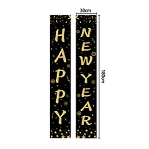 Porch Sign Outdoor Indoor Home Door Party Decoration Gold Large Banner Eve Welcome Lunar 2023 Happy New Year Hanging Banner Set