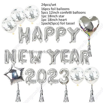 Photo Prop Gift Supplies Eve Banner Set Kit Decoration Latex Foil House Decor Backdrop Golden 2023 Happy New Year Party Balloon
