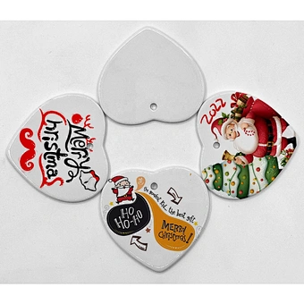 3 inch Round Circle Custom Sublimation Blank Ceramic Christmas Ornaments Flat Christmas Ornament