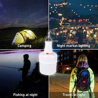 Portable Rechargeable Blackout Emergency LED Light Outdoor Solar Charging Camp Tent Light Mobile Bulb LED Light with Solar Panel