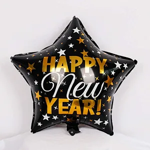 Wholesale 18 Inch Aluminum Film Mylar Round Ballons Globos Helium Happy New Years Foil Balloons Black