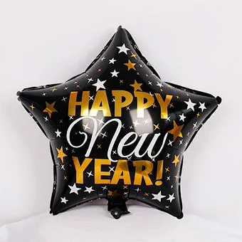 Wholesale 18 Inch Aluminum Film Mylar Round Ballons Globos Helium Happy New Years Foil Balloons Black