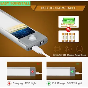 Cabinet Lighting Kitchen Strip Glass Display Rechargeable Sensored Usb Magnetic Wall Motion Sensor Under Led Closet Light