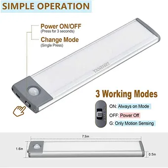 Cabinet Lighting Kitchen Strip Glass Display Rechargeable Sensored Usb Magnetic Wall Motion Sensor Under Led Closet Light