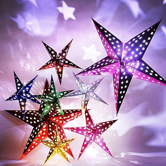 Window Paper Lantern Lampshade Garden Hanging Decoration Home Holiday Christmas Ornament Red Glitter Hollow Out Star Party Light