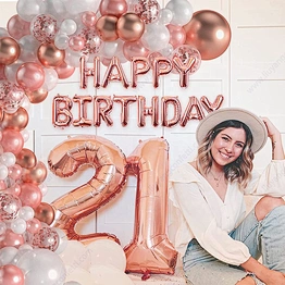 Evening Wedding Kids Color Balloon Diy Wholesale Set Birthday Decoration Party Supplies Number Aluminum Happy Rose Gold Confetti