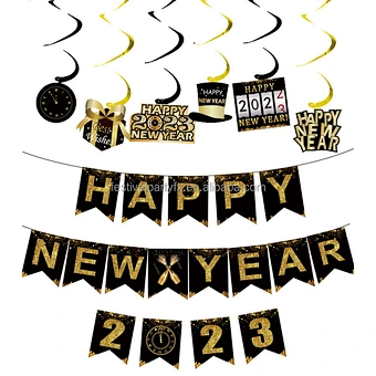 Happy New Year Banner 2023 New Year Eve Party Banner Party Decorations Supplies 2023 New Year Party Photo Background Decoration