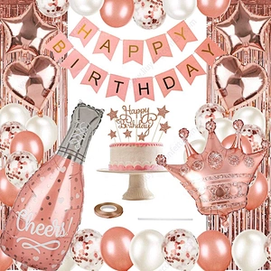 Evening Wedding Kids Color Balloon Diy Wholesale Set Birthday Decoration Party Supplies Number Aluminum Happy Rose Gold Confetti