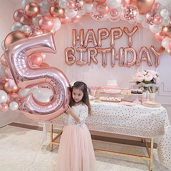 Evening Wedding Kids Color Balloon Diy Wholesale Set Birthday Decoration Party Supplies Number Aluminum Happy Rose Gold Confetti