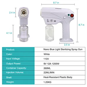 Rechargeable Handheld Atomization Disinfection Fog Machine Stage Smoke Machine Blue Light Nano Steam Gun Hair Spray Machine
