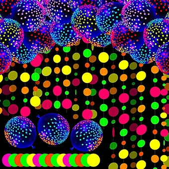 Glow Party Neon Dark Supplies Blacklight Luminous Tape Neon Round Dot Streamer Mini Polka Dot Fluorescent Balloon