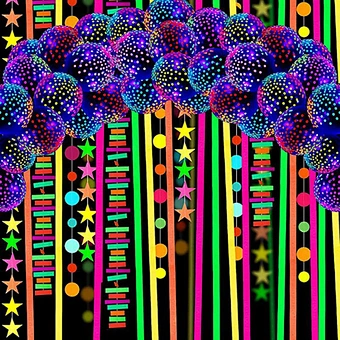 Glow Party Neon Dark Supplies Blacklight Luminous Tape Neon Round Dot Streamer Mini Polka Dot Fluorescent Balloon