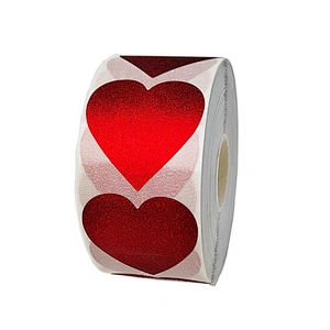 500pcs Heart Sticker Roll Red Glitter Frosted Decorative Gift Sealing Decals Labels Envelope Valentine's Day Love Sticker