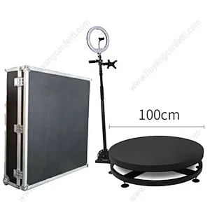 Interactive Photo 360 spin tempered glass photobooth 360 degree rotation revolve mirror video photo booth with flight case