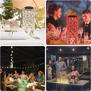 Crystal Touch Touching Control Led Glass Projector Shadow Remote Acrylic Desk Atmosphere Decorative Night Rose Light Table Lamp