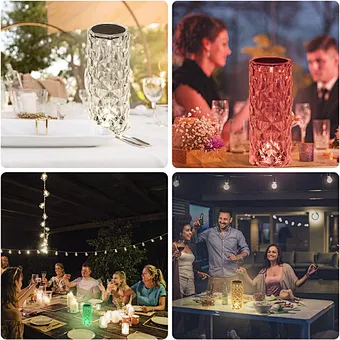 Crystal Touch Touching Control Led Glass Projector Shadow Remote Acrylic Desk Atmosphere Decorative Night Rose Light Table Lamp