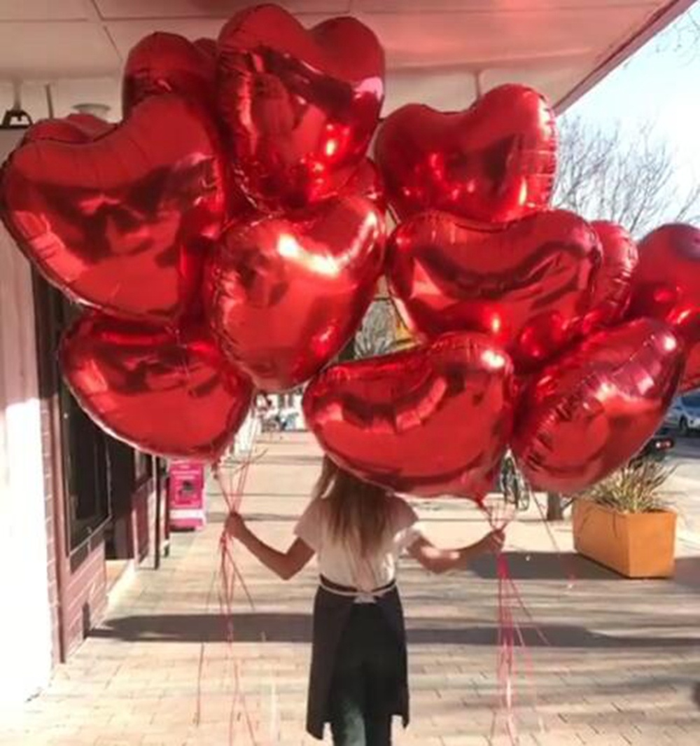 18inch pure color balloons love red Heart balloon aluminum foil ballons for wedding Valentine's Day love decoration globos