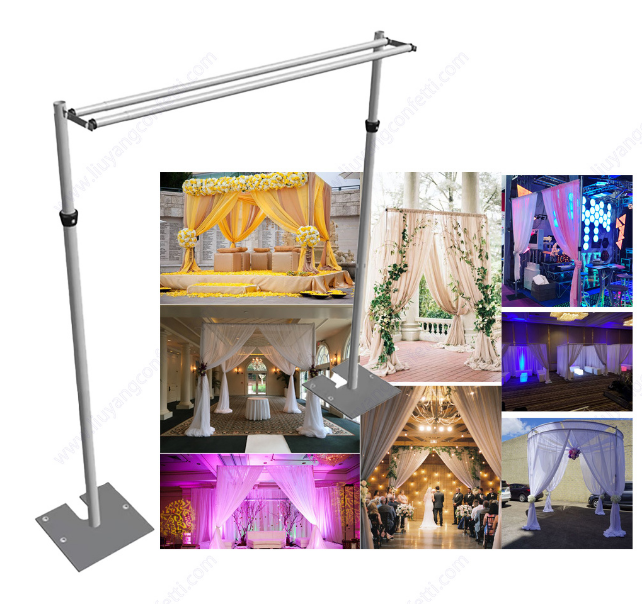 Adjustable Double Crossbar Backdrop Frame Kit Pipe Drape Wedding Birthday Party Decoration Valentine's Day Arch Curtain Stand