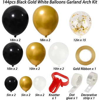 Black Gold New Year Wedding Bridal Shower Decoration Pastel Candy Macaron Rainbow 1st Birthday Latex Balloon Arch Garland Kit
