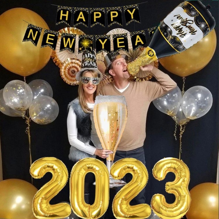 Happy New Year 2023 Numbers Balloons Decoration Numbers 2023 Foil Balloons Merry Christmas Celebration 16inch 32inch