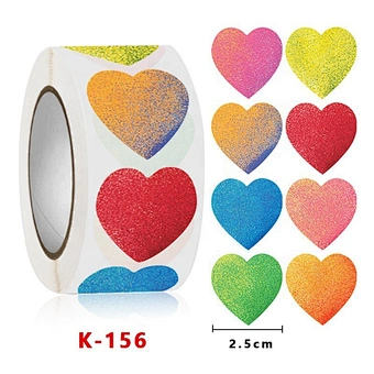 500pcs Heart Sticker Roll Red Glitter Frosted Decorative Gift Sealing Decals Labels Envelope Valentine's Day Love Sticker