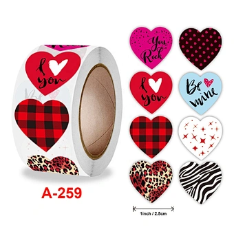 500pcs Heart Sticker Roll Red Glitter Frosted Decorative Gift Sealing Decals Labels Envelope Valentine's Day Love Sticker