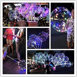 Light Up Wholesale With Stick Ballon Flashing  Air Helium 18 Inch Led String Round Bobo For Wedding Party Balloon