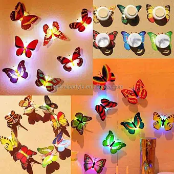 Pasteable Lamp Luminous Decorative Home Decoration Wholesale Beautiful Decal Wall Sticker Lighting Led 3d Butterfly Led Light