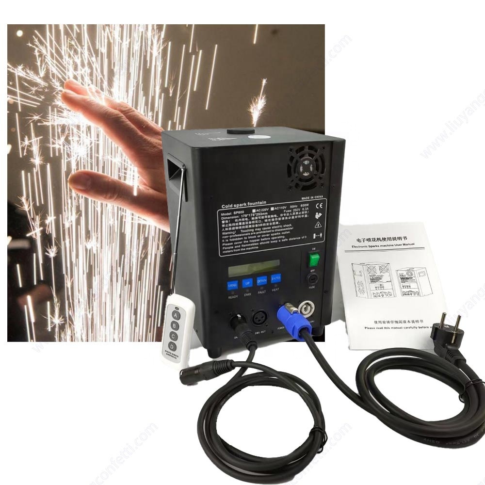 Wireless Fireworks Fountain Sparkler Remote DMX Control 600W Mini Cold Spark Machine For Wedding Stage Event Concert Party SFX