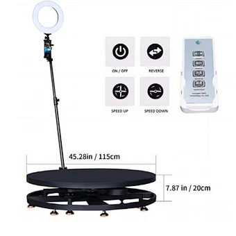 Best Automatic 360 video photo booth glass bottom sharing station with LED rotating stand weeding party